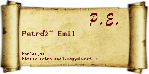 Petró Emil névjegykártya